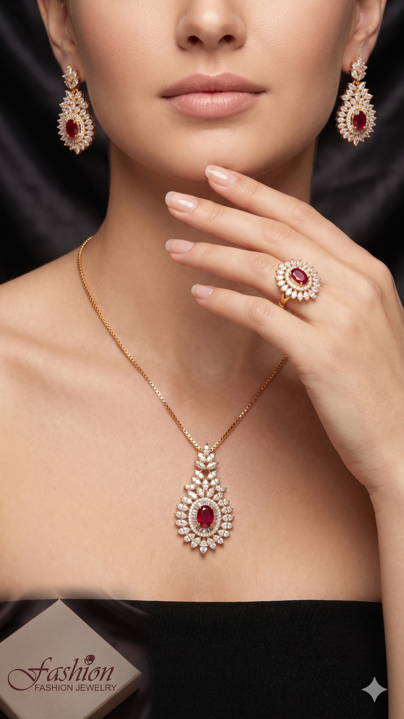 Royal Silver Crystal Necklace & Earrings Set