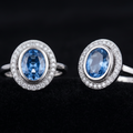 Oval Gemstone Halo Rings Crystal Inlay – Elegant Jewelry for Women