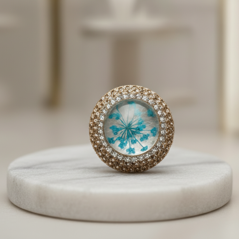 Crystal Halo Pendant – Polished Agate Pendant with Flat Snake Chain