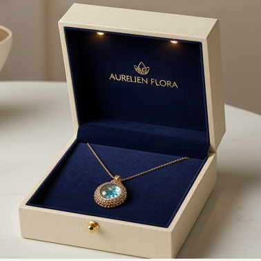 Crystal Halo Pendant – Polished Agate Pendant with Flat Snake Chain