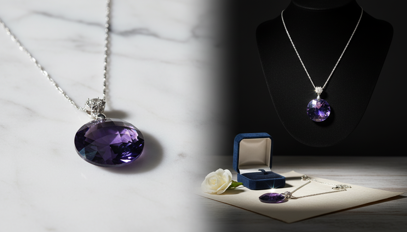 Violet Statement Necklace with Floral Accent