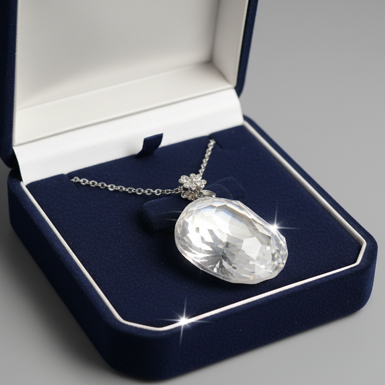 Luxury Oval Crystal Statement Pendant Necklace – Elegant Jewelry