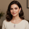 Luxury Pink Stone Jewelry Set - Elegant Rose Quartz Pendant