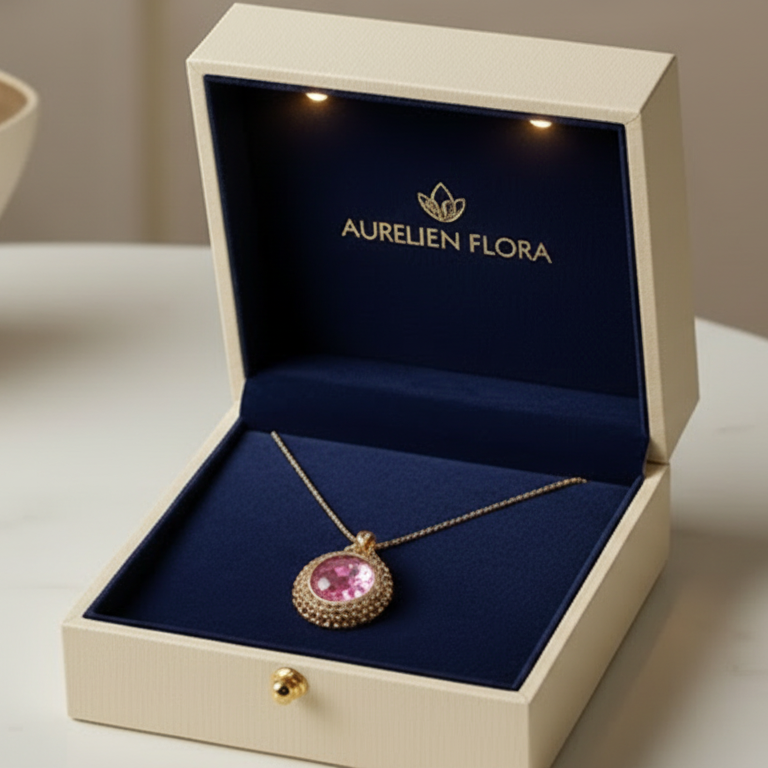 Pressed Flower Necklace - Rose Bloom Medallion in Gold