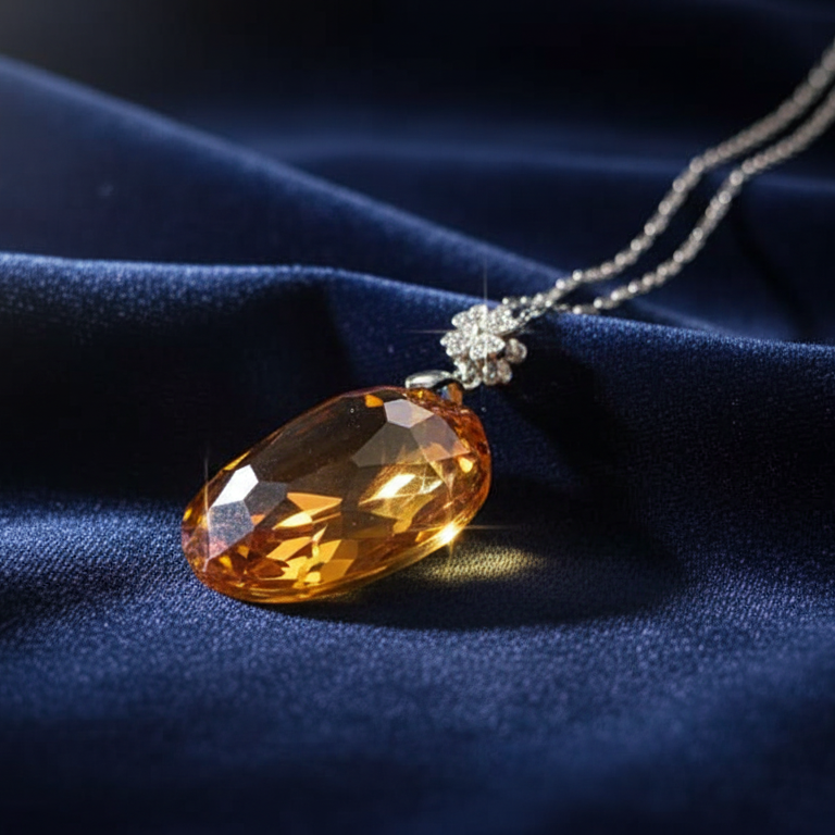 Luxury Oval Crystal Statement Pendant Necklace – Elegant Jewelry