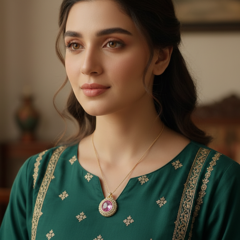 Pressed Flower Necklace - Rose Bloom Medallion in Gold