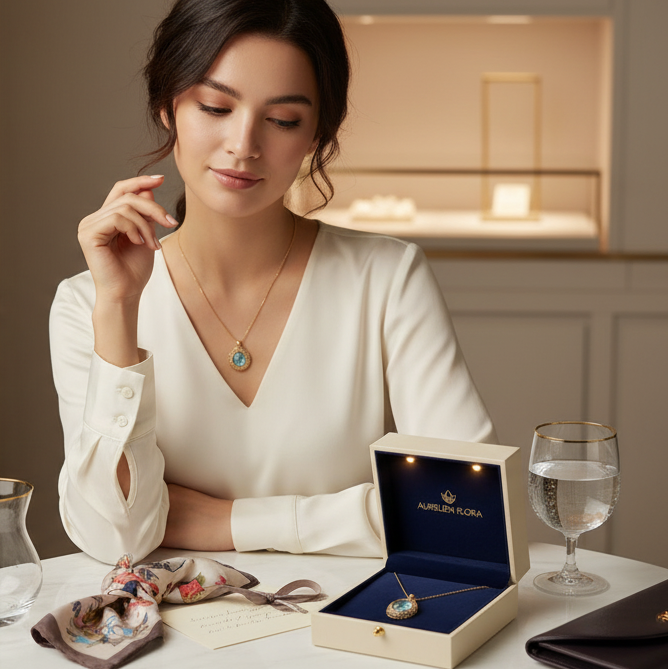 Crystal Halo Pendant – Polished Agate Pendant with Flat Snake Chain