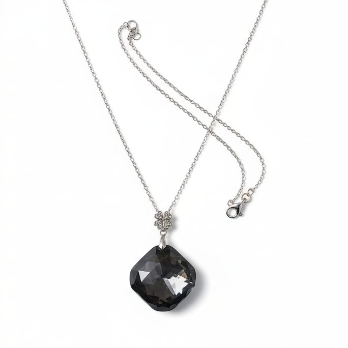 Midnight Glamour Crystal Pendant Necklace  Elegant  Jewelry for Women