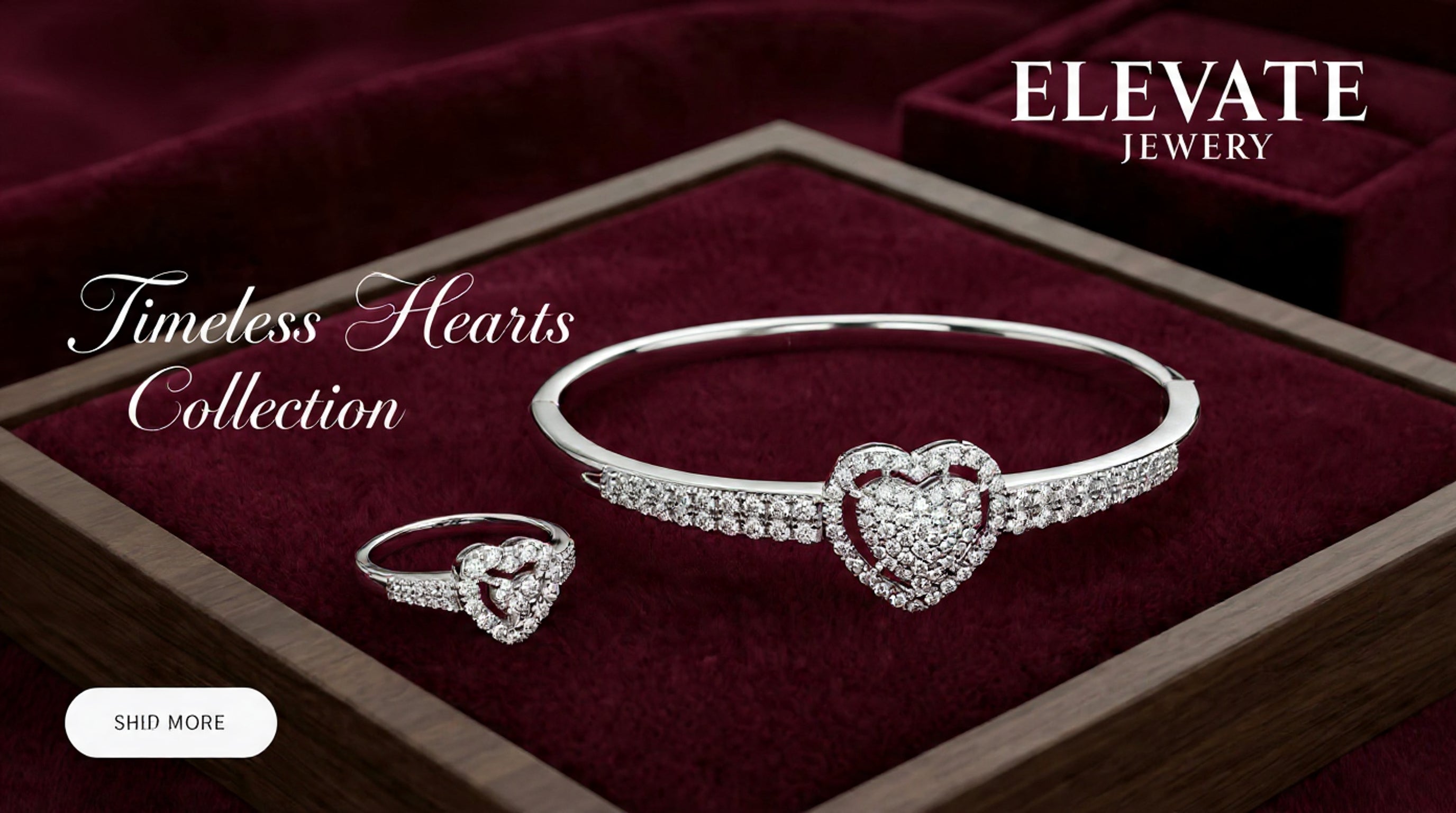 Hearts Ring Set Hearts Collection –Diamond-Encrusted Bangle & Ring Set