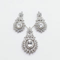 Royal Silver Crystal Necklace & Earrings Set