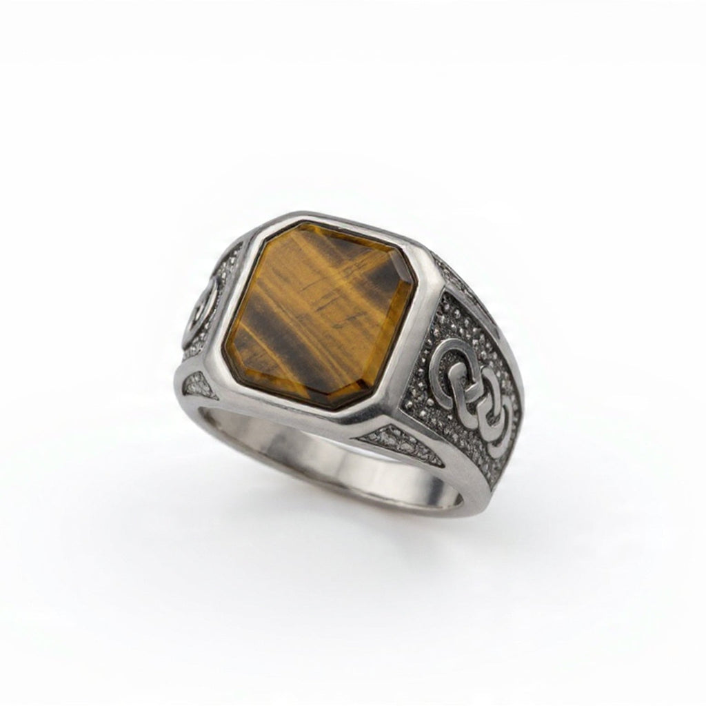 tigers eye signet ring – 925 Sterling Silver Natural Stone