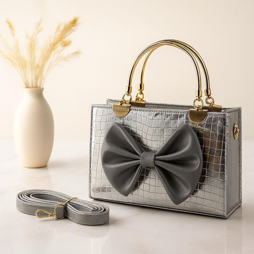 Crocodile Bow Handbag Elegant Stylish And Durable Design For Fashionable Daily Carry And Special Occasions