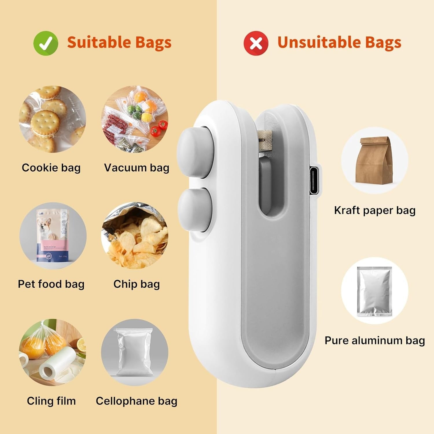 Mini Sealer for Snack Storage Food Sealer for Chip Bags, Plastic Bags, Food Storage