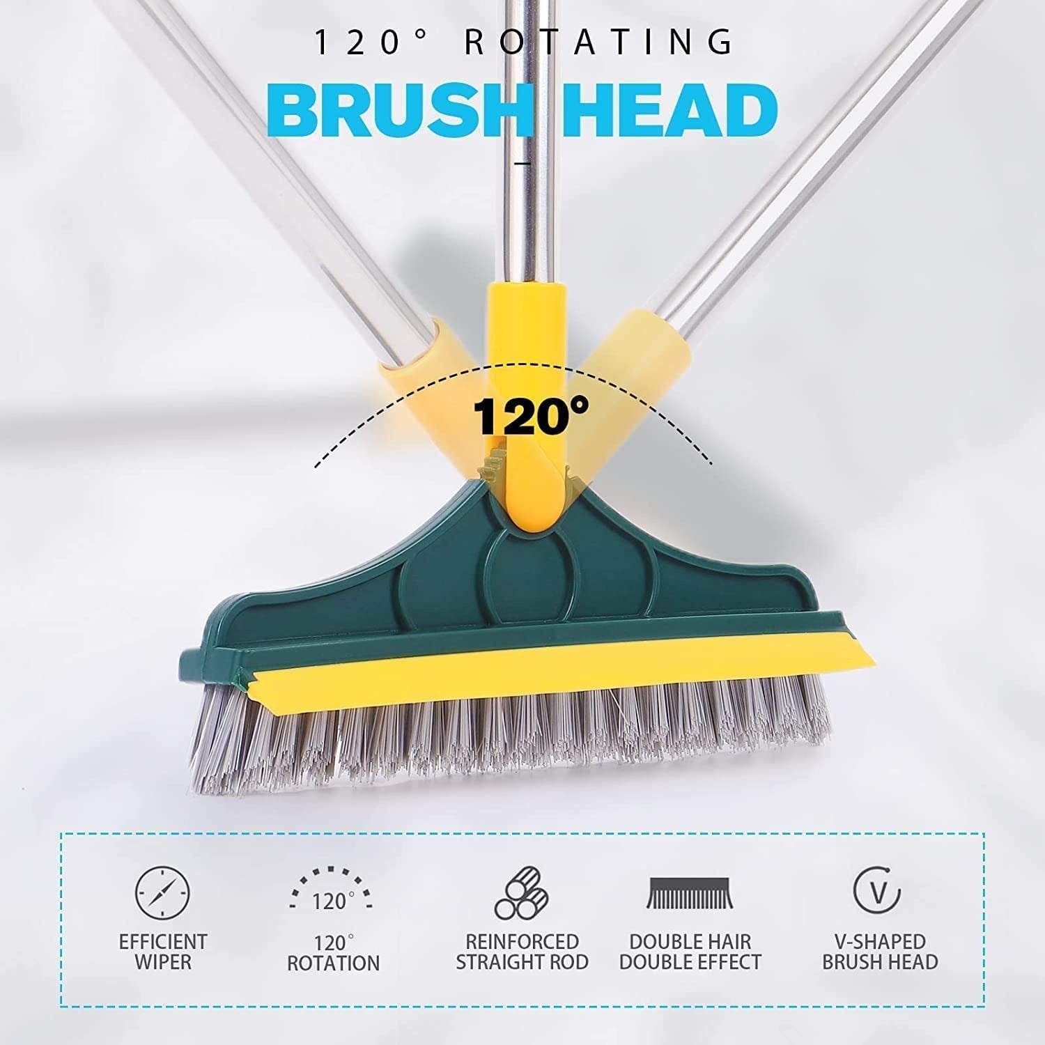 2-in-1 Floor Cleaning Brush with 120° Rotating Head | Multipurpose Scrubber for Bathroom, Tiles & Windows