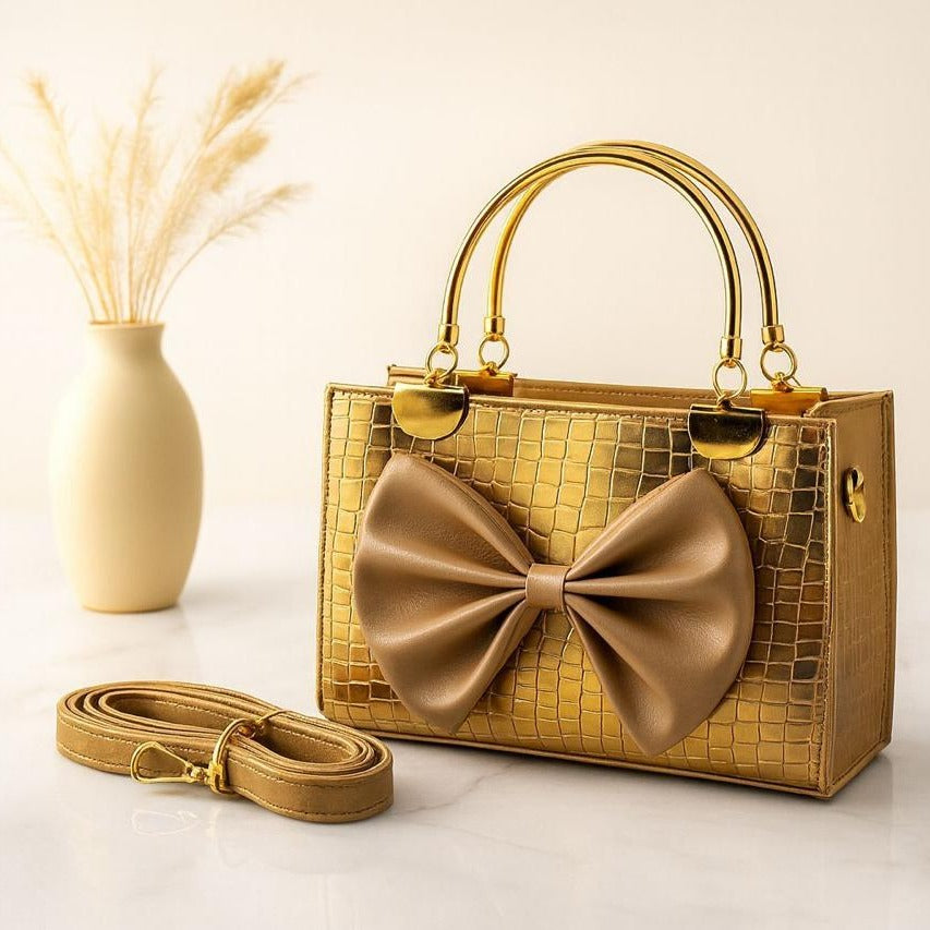 Crocodile Bow Handbag Elegant Stylish And Durable Design For Fashionable Daily Carry And Special Occasions