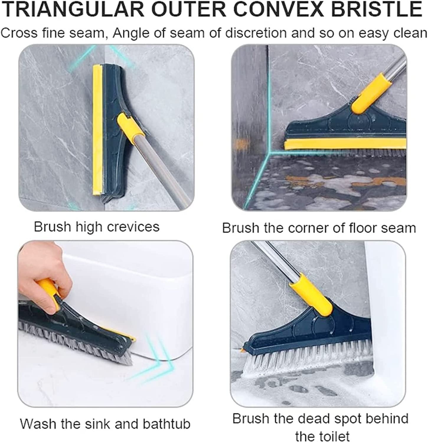 2-in-1 Floor Cleaning Brush with 120° Rotating Head | Multipurpose Scrubber for Bathroom, Tiles & Windows