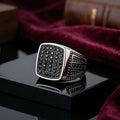 Premium Men’s Black Spinel Pave Signet Ring