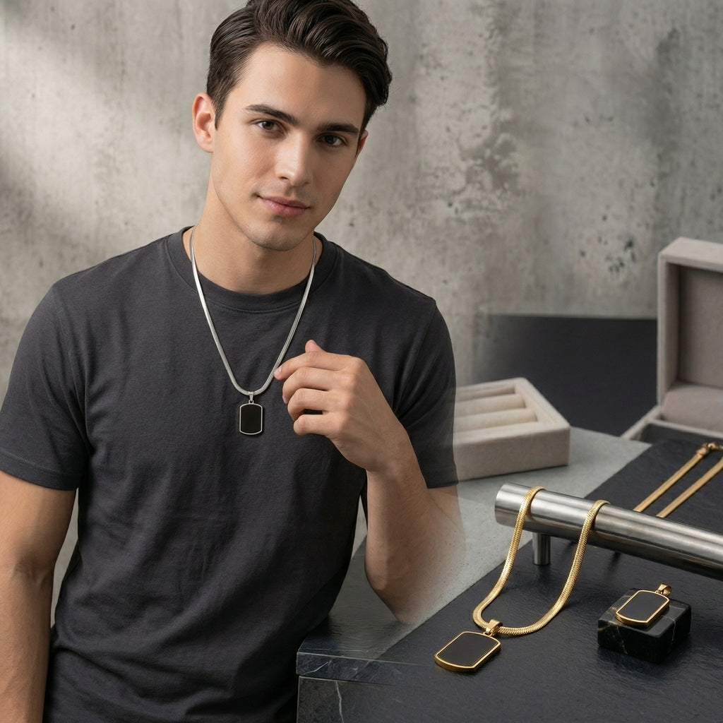  Stylish Black Stone Necklace for Men’s