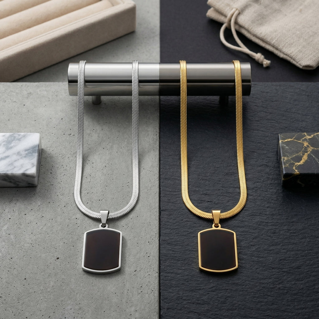  Stylish Black Stone Necklace for Men’s