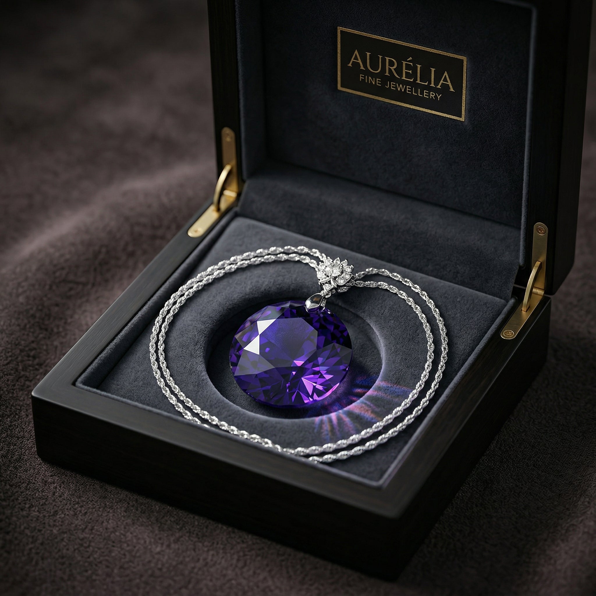 Violet Statement Necklace with Floral Accent