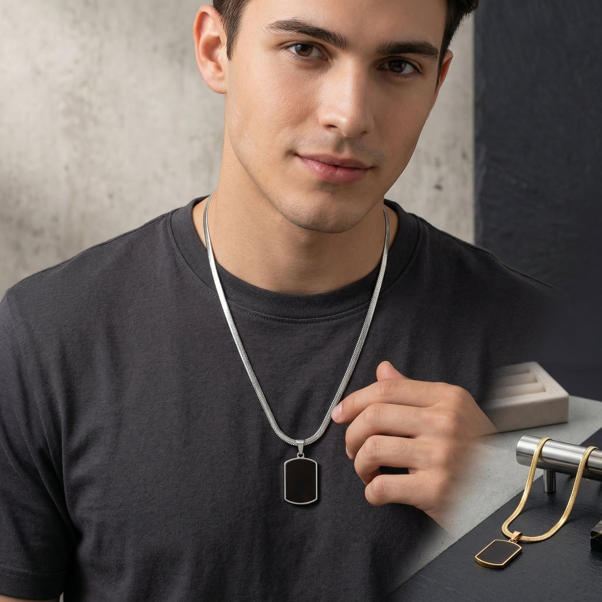  Stylish Black Stone Necklace for Men’s